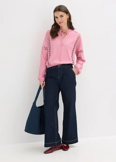 Langermet topp i strukturert krepp, bonprix