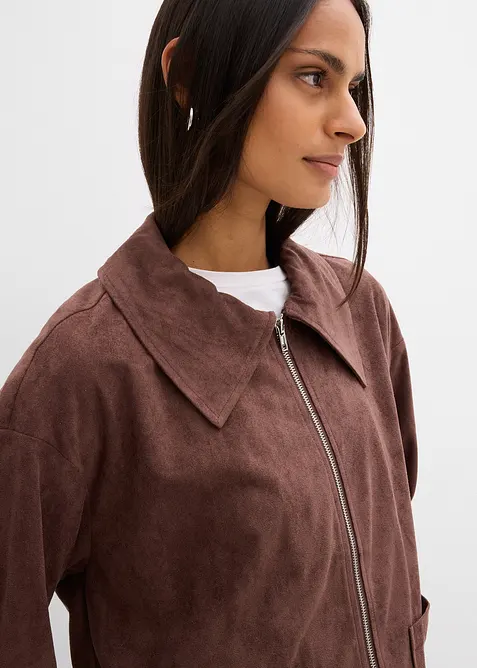 Skjortejakke i imitert, semsket skinn, bonprix