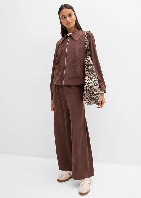 Pull on-bukse i imitert, semsket skinn, bonprix