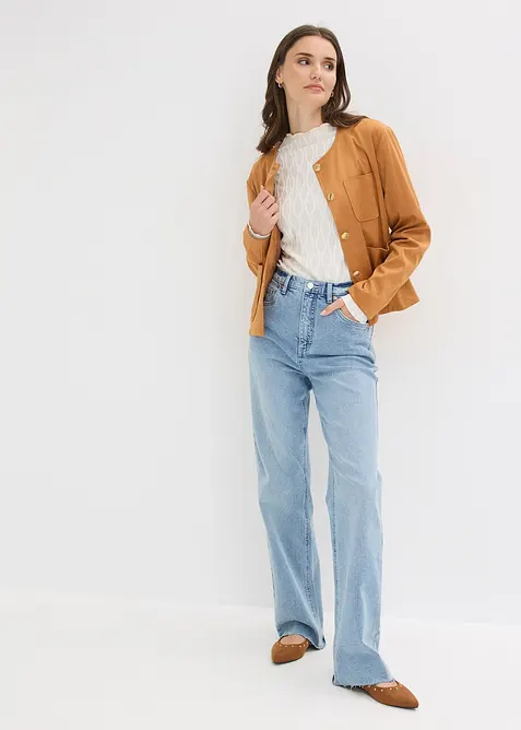 Jakke i imitert, semsket skinn, bonprix