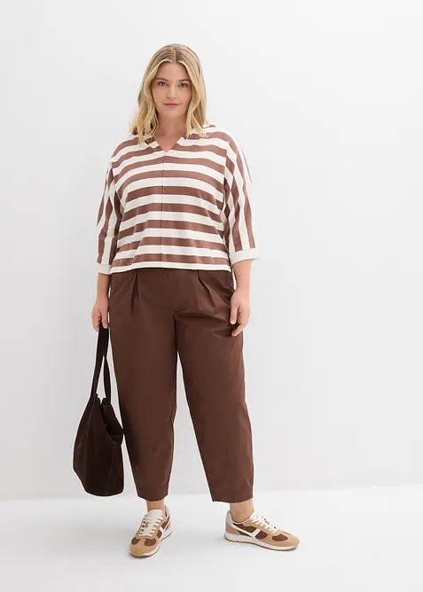 Oversized, finstrikket genser i bomullsmiks, bonprix