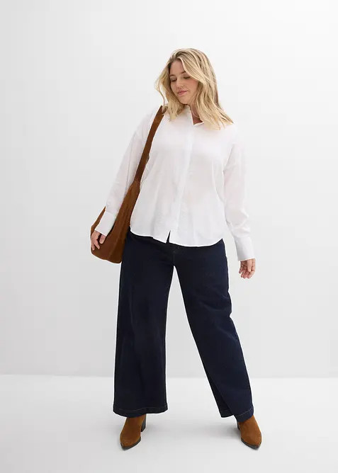 Skjorte i viskosemiks med lommer, bonprix