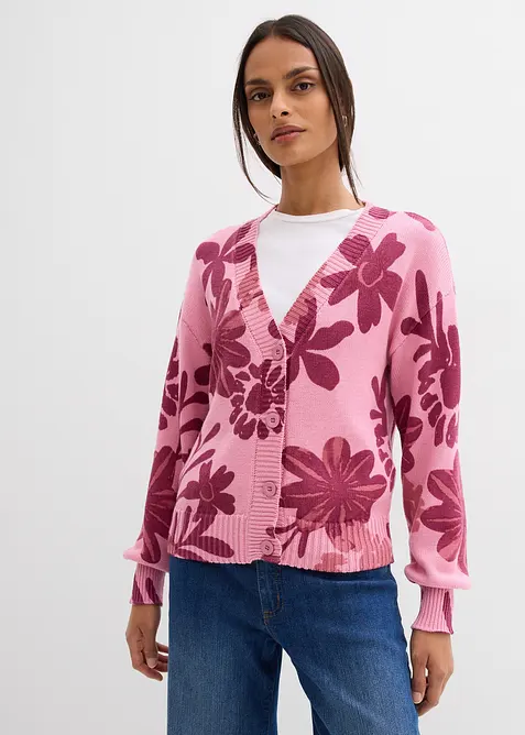 Cardigan med trykt blomsterm&oslash;nster, bonprix