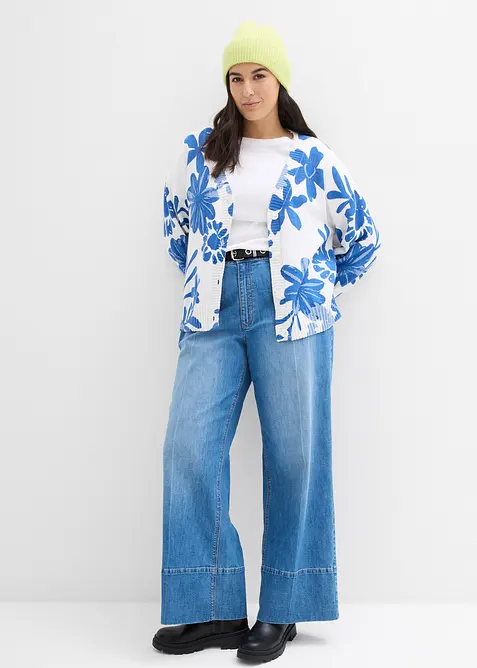 Cardigan med trykt blomsterm&oslash;nster, bonprix