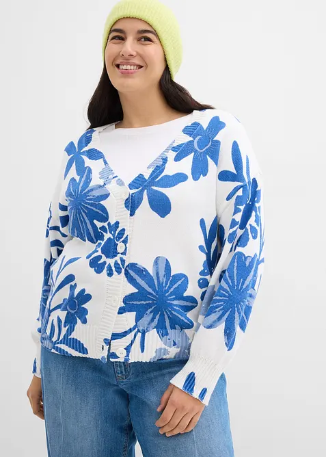 Cardigan med trykt blomsterm&oslash;nster, bonprix