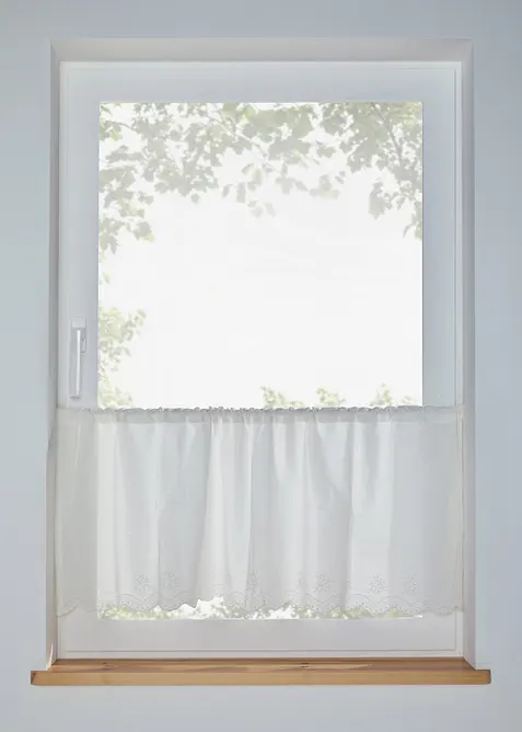 Gardinkappe i &oslash;kologisk bomull med broderi, bonprix