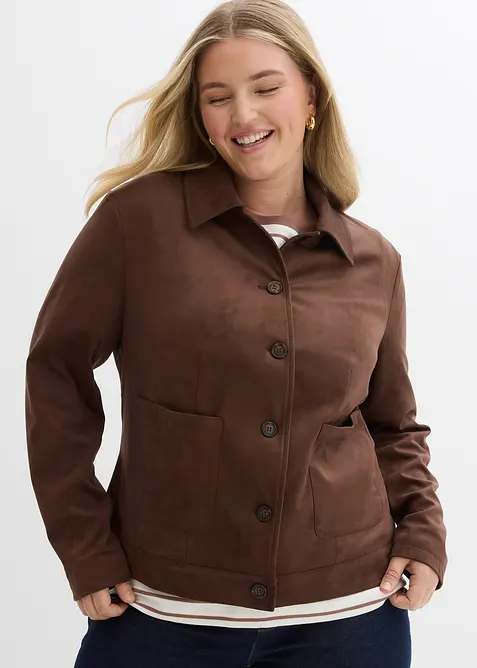 Jakke i imitert, semsket skinn, bonprix