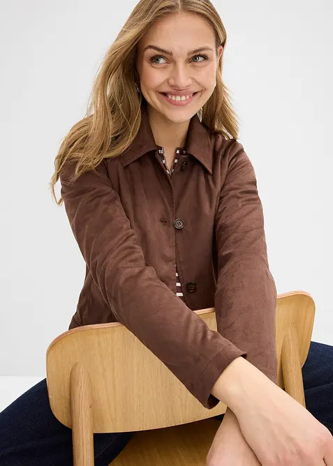 Jakke i imitert, semsket skinn, bonprix