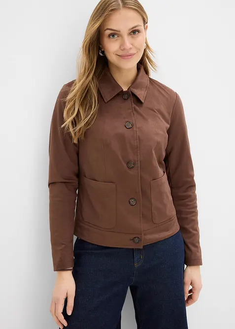 Jakke i imitert, semsket skinn, bonprix