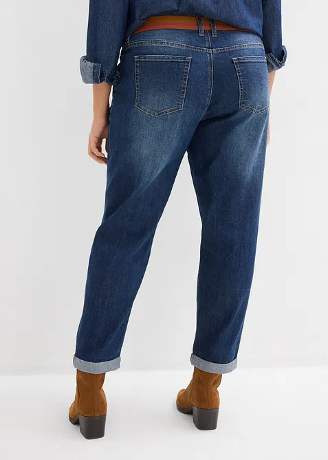 Boyfriend jeans, Mid Waist, strikklinning, bonprix