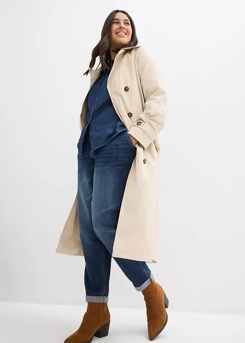 Boyfriend jeans, Mid Waist, strikklinning, bonprix