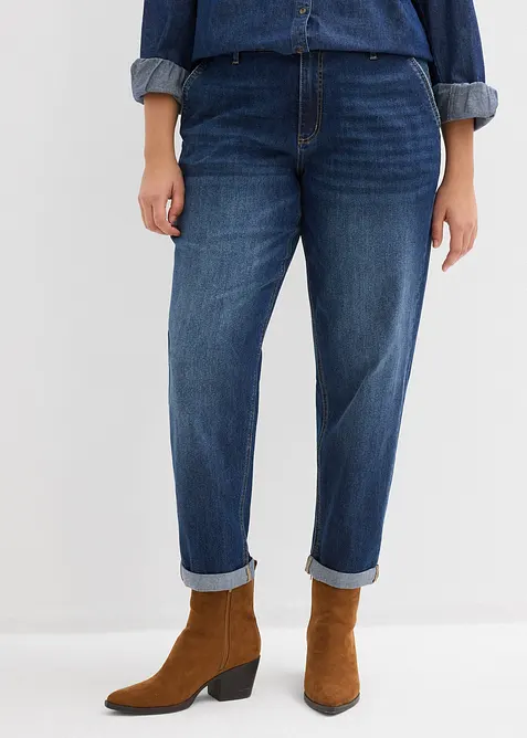 Boyfriend jeans, Mid Waist, strikklinning, bonprix