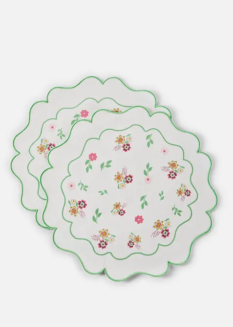 Bordsett rund med broderi (2-pack), bonprix
