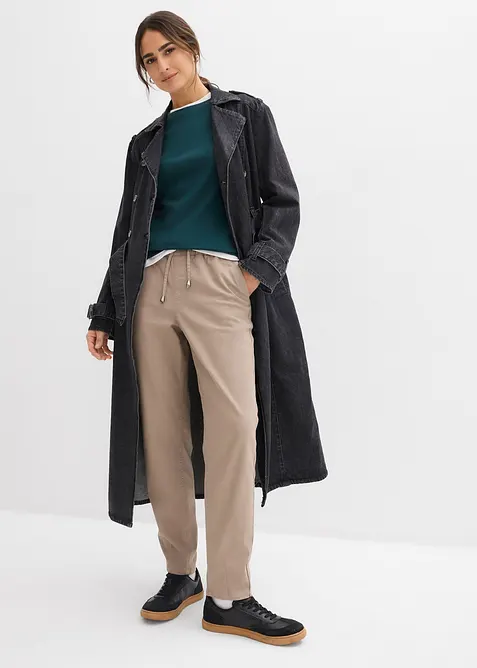 Barrel twillbukse, Mid Waist, komfortlinning, bonprix