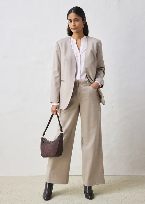 Blazer uten krage i myk ullmiks, bonprix