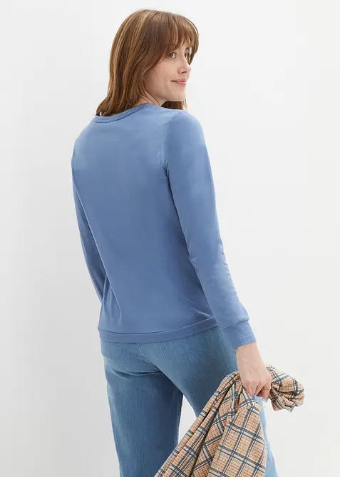 Langermet topp med striper, av b&aelig;rekraftig bomull, bonprix