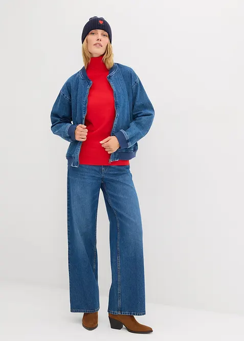 Finstrikket genser med h&oslash;y hals, bonprix