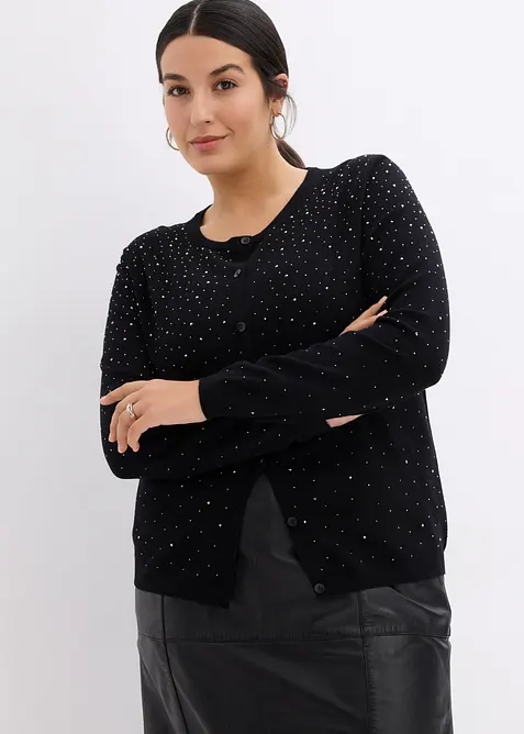 Cardigan med strass, bonprix