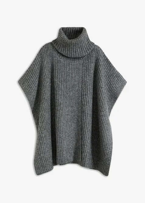 Poncho-genser med ullandel, bonprix