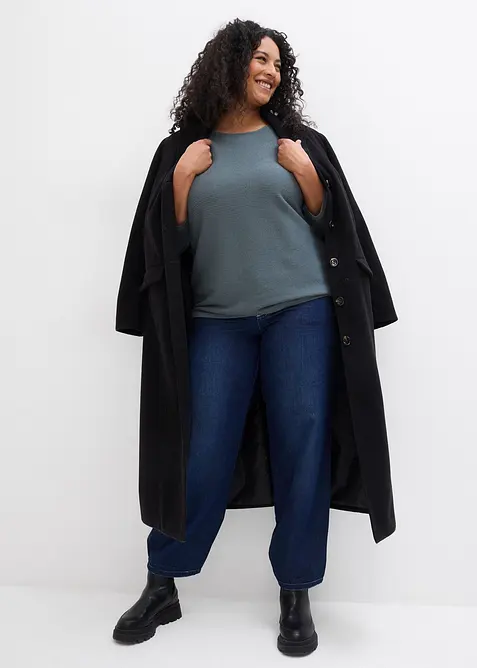 Oversized, ribbestrikket genser i viskosemiks, bonprix