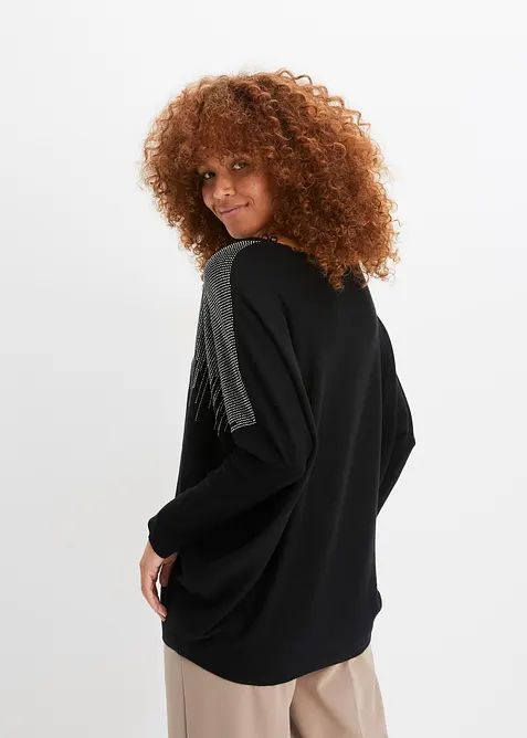 Finstrikket genser med strass, bonprix