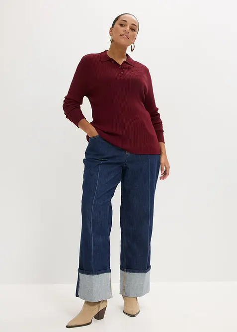 Ribbestrikket genser av viskosemiks, bonprix