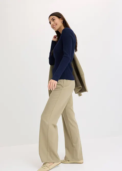 Finstrikket genser med knapper, bonprix