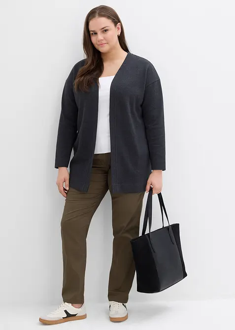 Lang sweatjakke i myk bomullsmiks, bonprix