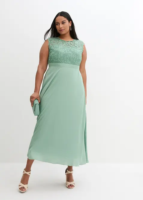 Maxikjole med blonder, bonprix