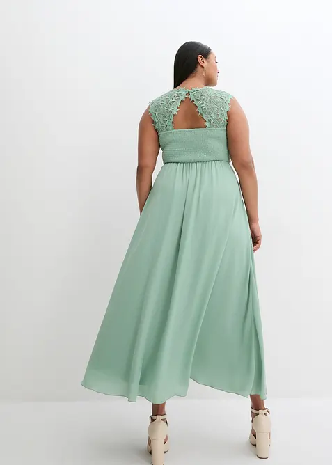 Maxikjole med blonder, bonprix