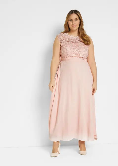 Maxikjole med blonder, bonprix