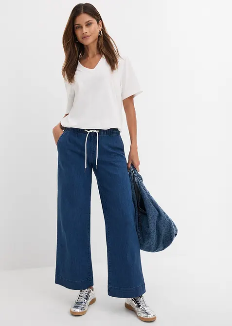 Wide Leg-jeans Mid Waist, Stretch, bonprix