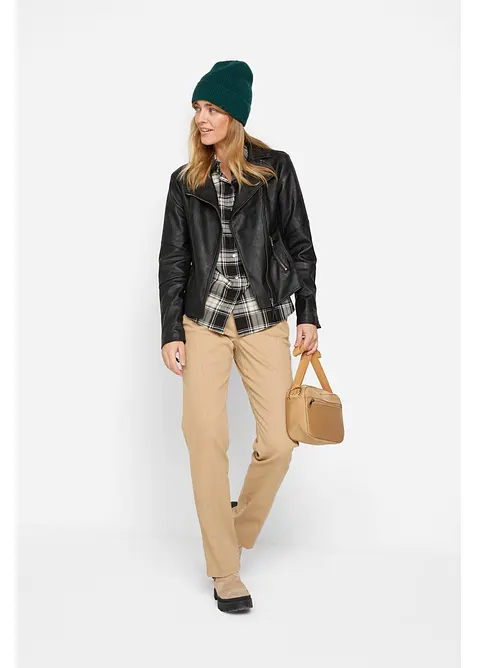 Rutete bluse i 100% bomull, bonprix