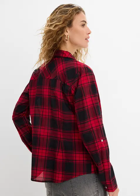 Rutete bluse i 100% bomull, bonprix