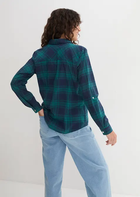 Rutete bluse i 100% bomull, bonprix