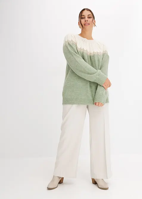 Strikkegenser med hullm&oslash;nster, bonprix