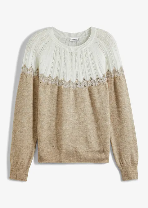 Strikkegenser med hullm&oslash;nster, bonprix