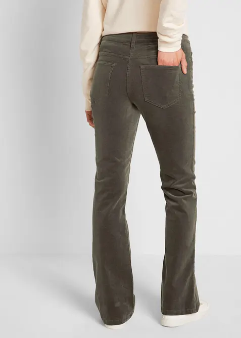 Bootcut kordfl&oslash;yelsbukse i elastisk bomullsmiks, bonprix