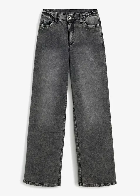 Wide Leg-jeans, High Waist med naglebesetning, bonprix