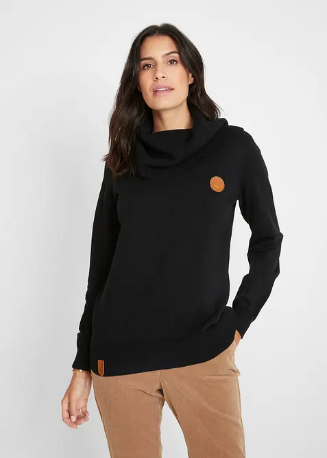 Finstrikket genser med vid, h&oslash;y hals, bonprix