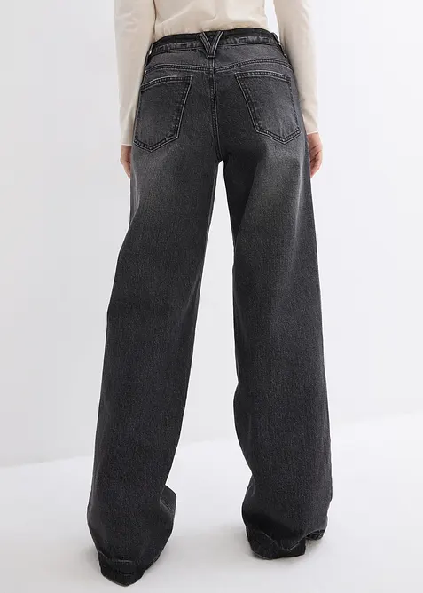 Wide Leg-jeans, Mid Waist, Low Stretch Full Length, bonprix