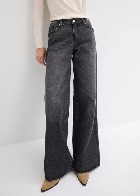 Wide Leg-jeans, Mid Waist, Low Stretch Full Length, bonprix
