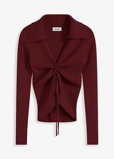 Ribbet genser med rynking, bonprix