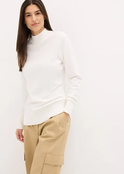 Basic genser med st&aring;krage, med resirkulert bomull, bonprix