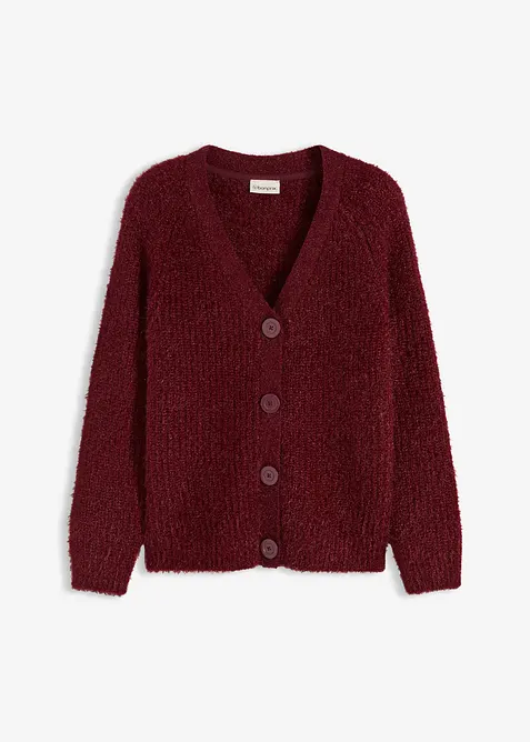 Cardigan i grov ribbestrikk med glans, bonprix