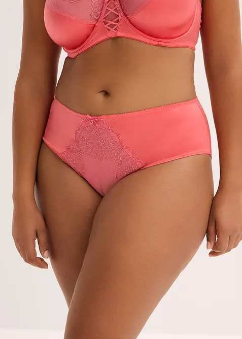 Truse med h&oslash;y midje og glitrende blomsterbroderi, bonprix