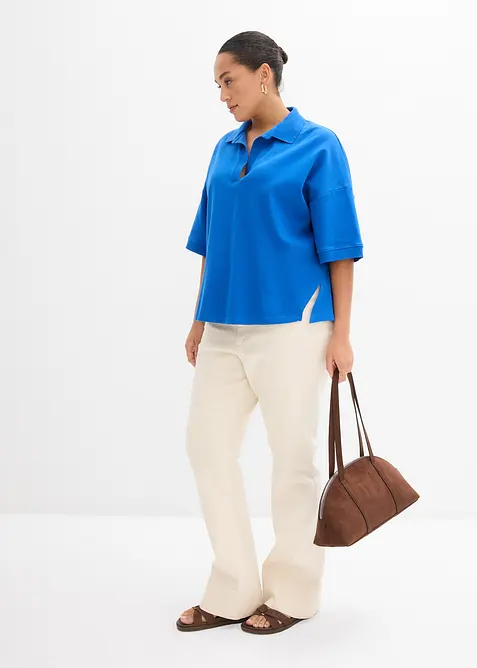 Topp med krage i 100% &oslash;kologisk bomull, bonprix