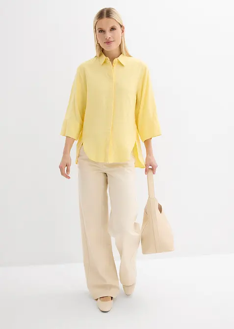 Skjorte i kj&oslash;lende linmiks, bonprix