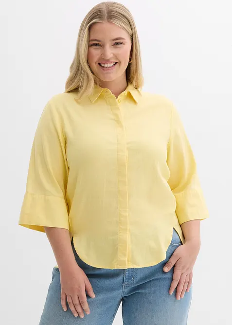 Skjorte i kj&oslash;lende linmiks, bonprix