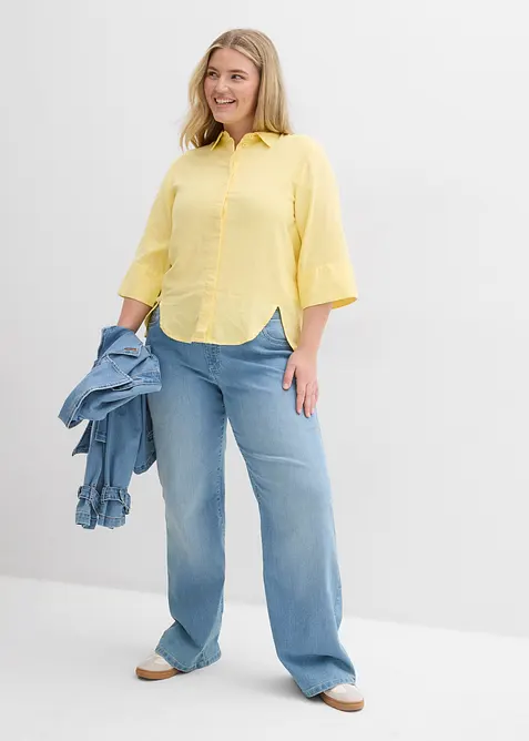 Skjorte i kj&oslash;lende linmiks, bonprix